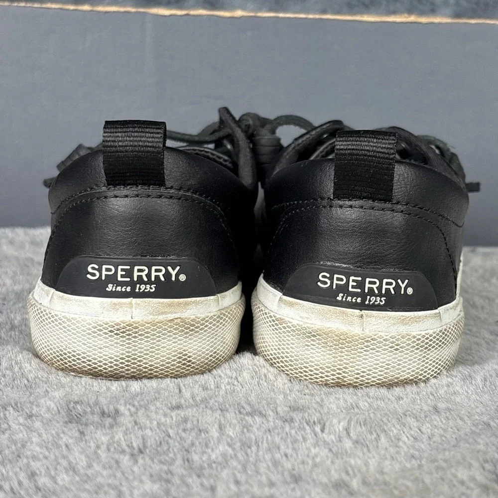 Sperry Crest Vibe Womens Black Leather Sneakers Low Top STS86743 Size 8